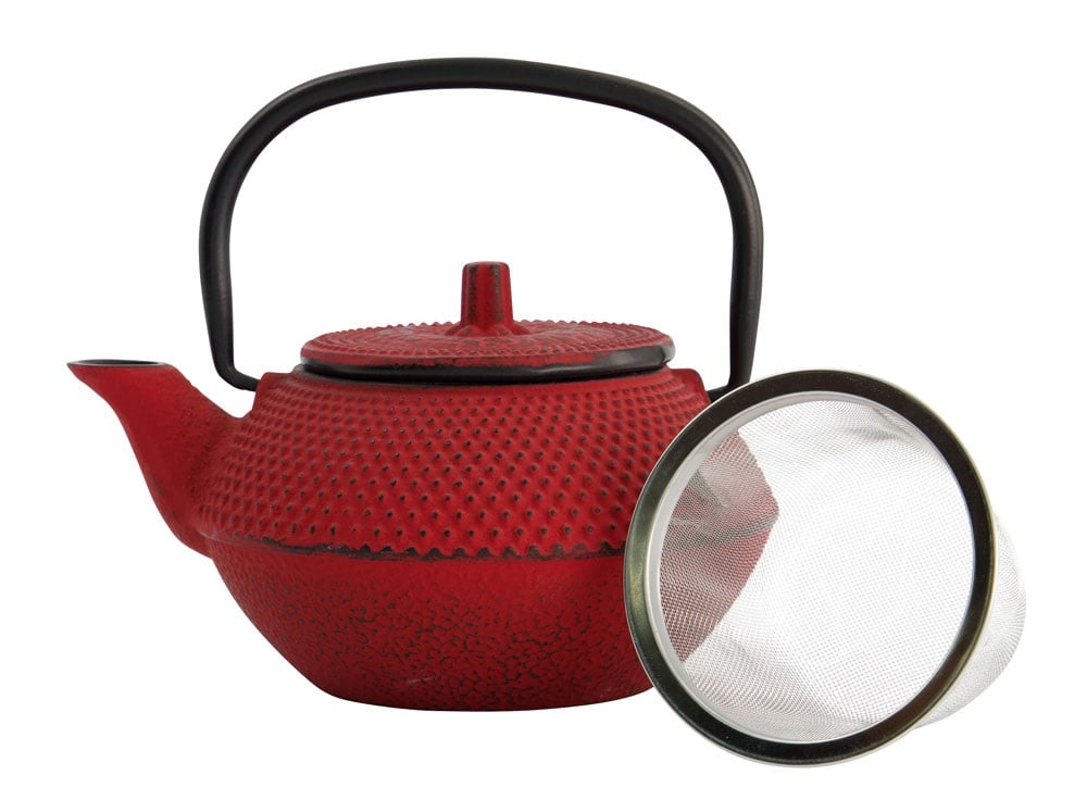 Japanische Teekanne Gusseisen rot 13.5x11.5x8.5cm Arare 0.35L